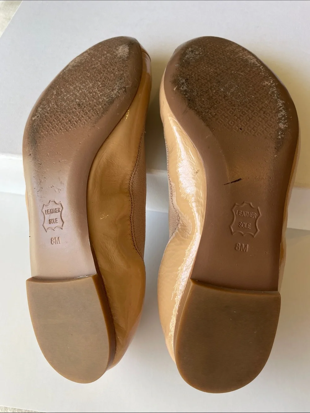Tory Burch Nude Patent Leather Logo Ballet Flats
